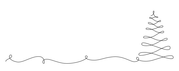 圣诞树用手画一条连续的线。图片下载