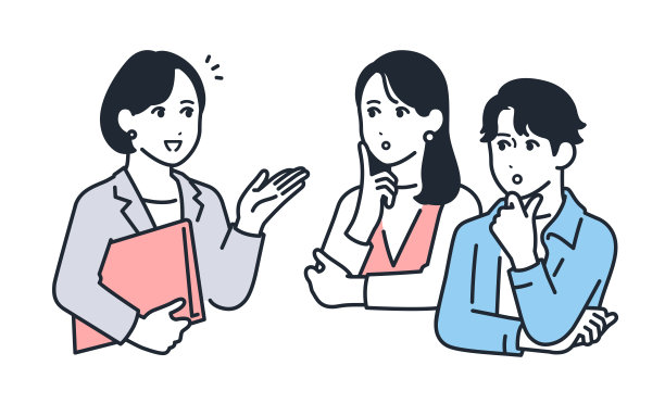 与女性规划师咨询的年轻男女的简约矢量素材图片下载
