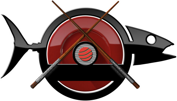 鱼形寿司符号与木筷隔离在白色图片下载