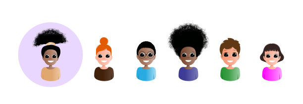 彩色儿童头像。图片下载