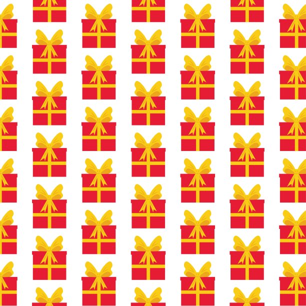 图案礼品红盒与金丝带和蝴蝶结图片下载