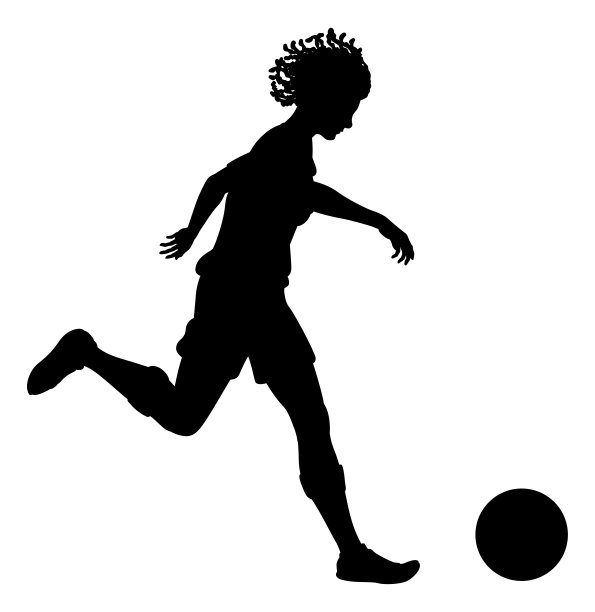 黑人女子足球运动员的剪影图片下载