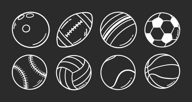 手绘涂鸦运动球集矢量插图图片下载