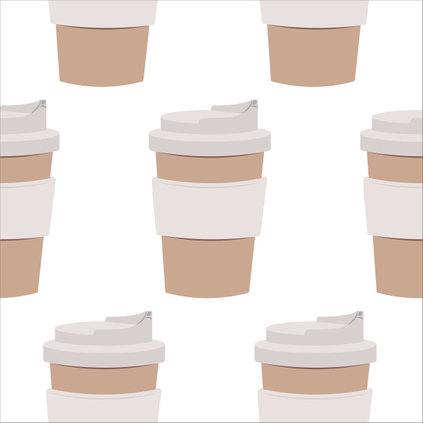 无缝图案与咖啡杯纸容器带走。图片下载