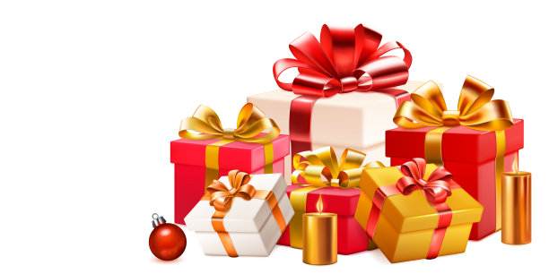 彩色礼品盒、蜡烛和舞会图片下载