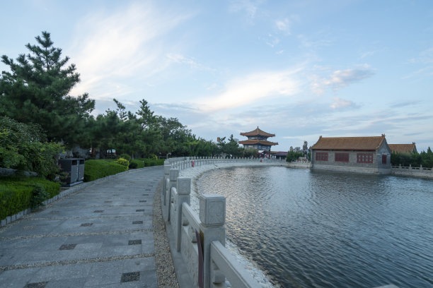 中国烟台蓬莱迎贤阁中国古建筑阁楼图片下载