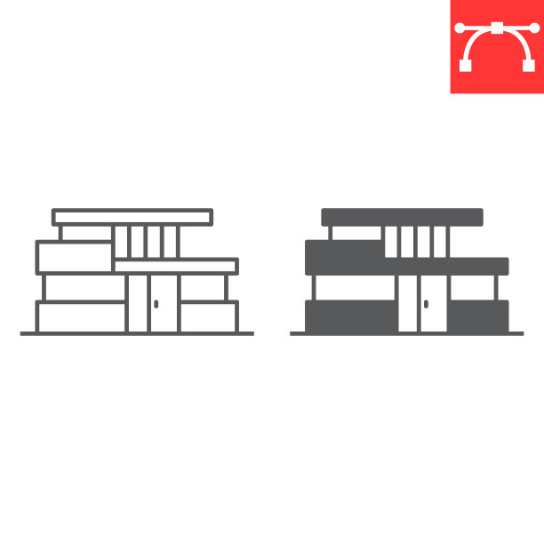 别墅线条和字形图标图片下载