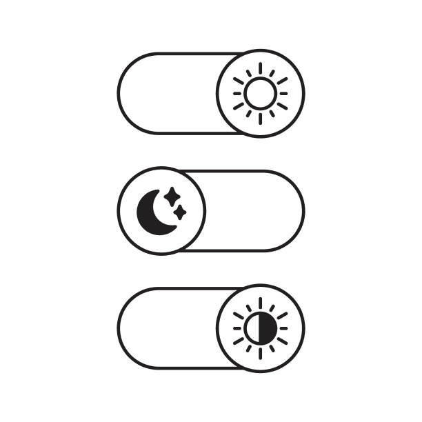 开关图标矢量插图。昼模式，夜模式，孤立背景。月亮、太阳的星座概念。图片下载