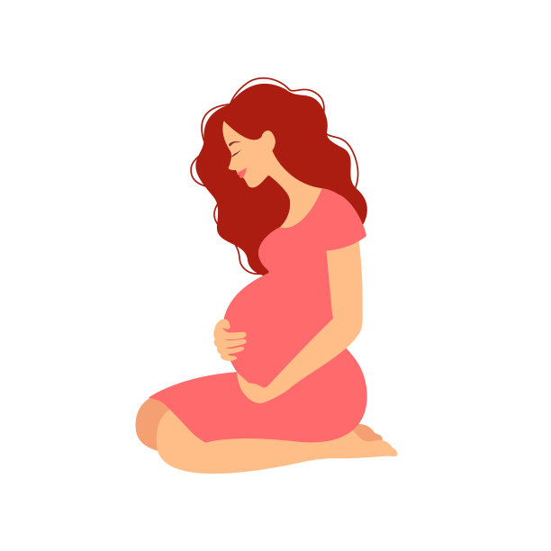 孕妇坐着抚摸肚子图片下载