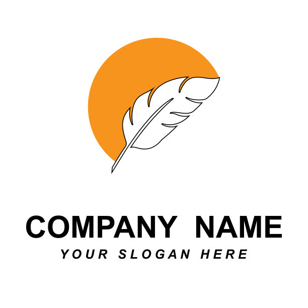 羽毛标志矢量与口号模板图片下载