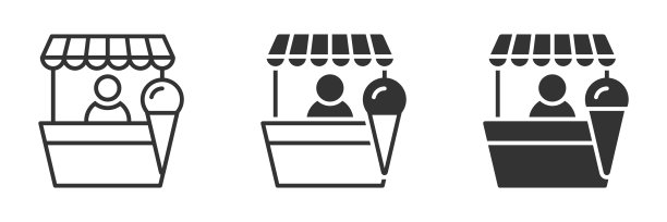 街头市场冰淇淋的标志。街头食品。矢量插图。图片下载