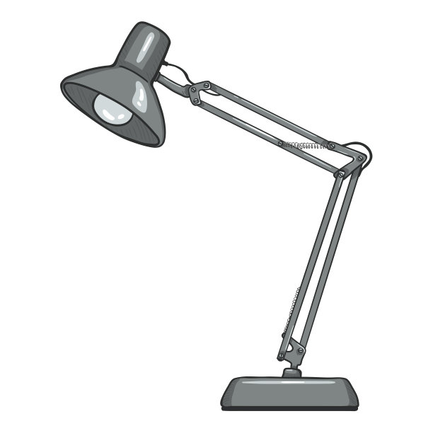 矢量卡通灰色台灯图片下载