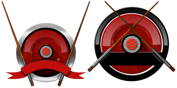 木筷子寿司符号，复制空间孤立于白色图片下载