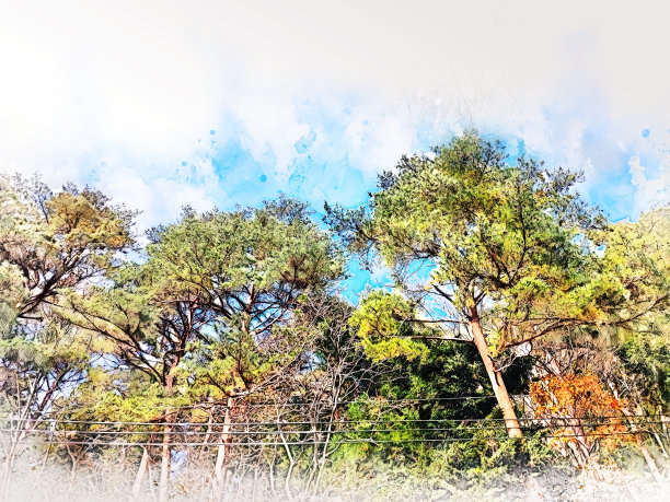 抽象首都以水彩画为背景插图。图片下载