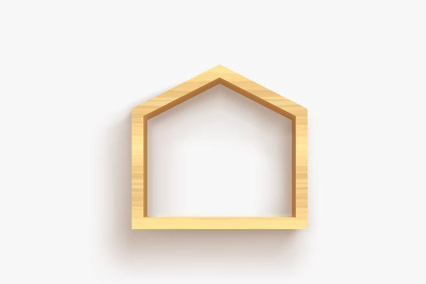 木质纹理的房子标志在白色的背面图片下载