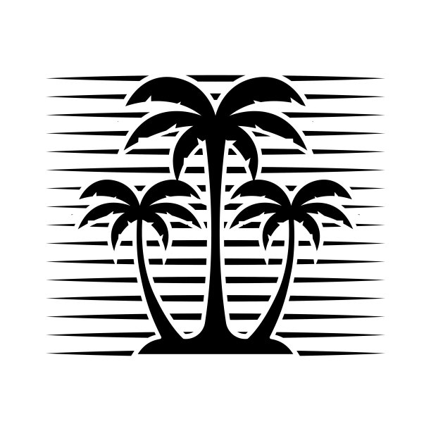 棕榈树夏季标志模板矢量插图图片下载