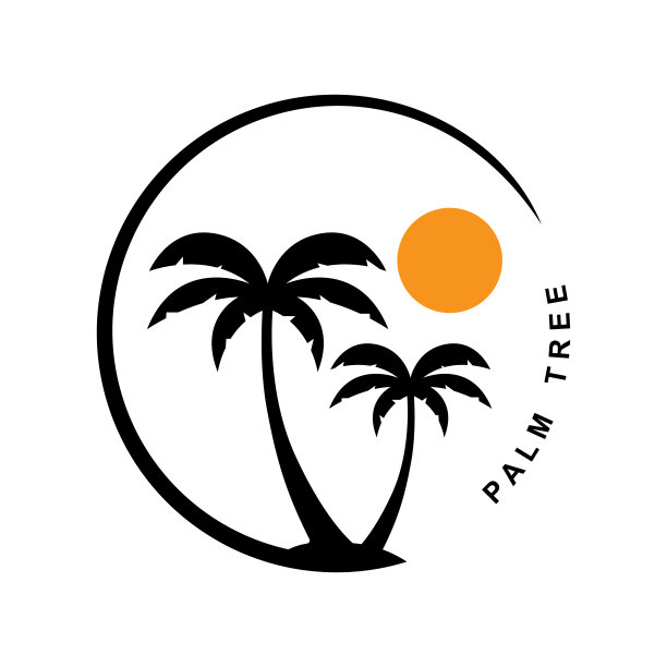 棕榈树夏季标志模板矢量插图图片下载