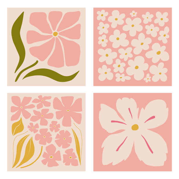 一套花束。室内绘画。彩色的花朵插图的封面，和图片。矢量插图。图片下载