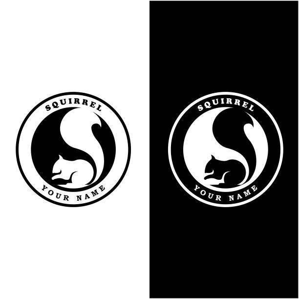 松鼠符号和矢量与口号设计图片下载