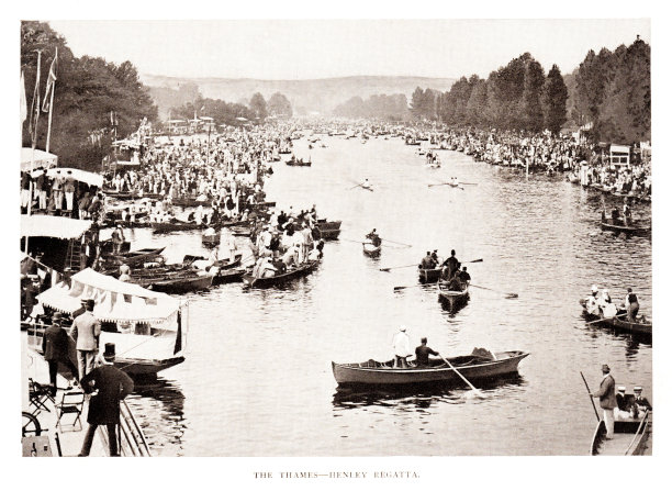 泰晤士河上的亨利赛舟赛，伦敦，19世纪的英国，英国文化图片下载