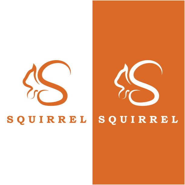 松鼠符号和矢量与口号设计图片下载