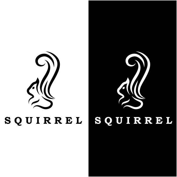 松鼠符号和矢量与口号设计图片下载
