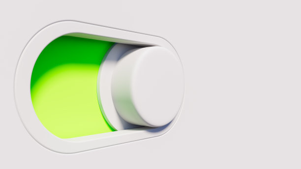 圆形开关带绿色区域，在打开或活动标志，科技和能源主题，水平形象图片下载