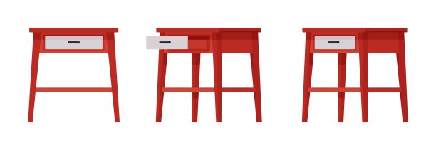 床头柜自然红色套装，床头柜与滑动抽屉图片下载