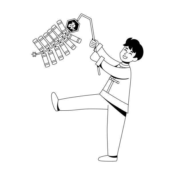 矢量中国新年男孩鞭炮插图孤立图片下载