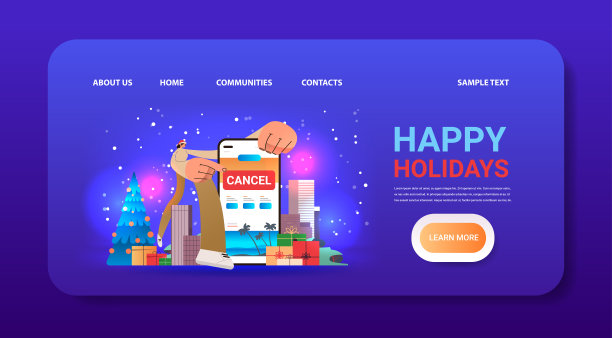 戴着圣诞老人帽子的女子在旅游应用程序或智能手机屏幕上取消了酒店预订，圣诞假期快乐图片下载