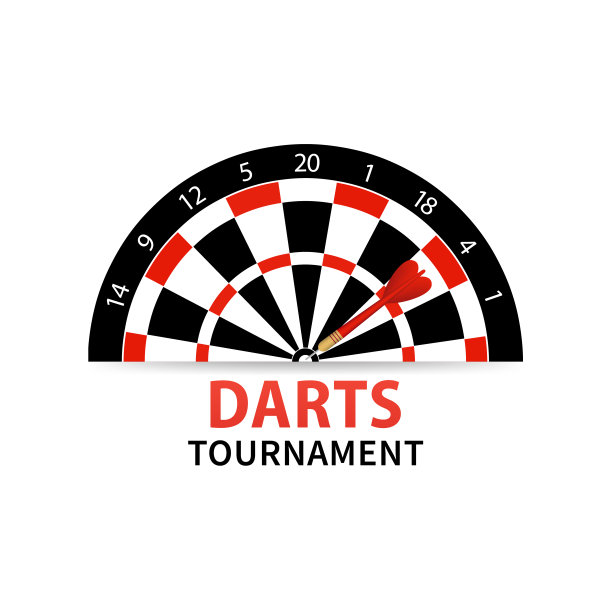 卡通旧飞镖板计分符号。圆靶图标。彩色，二十，黑白棋盘游戏，飞镖游戏。目标竞争。运动器材和箭。矢量图图片下载