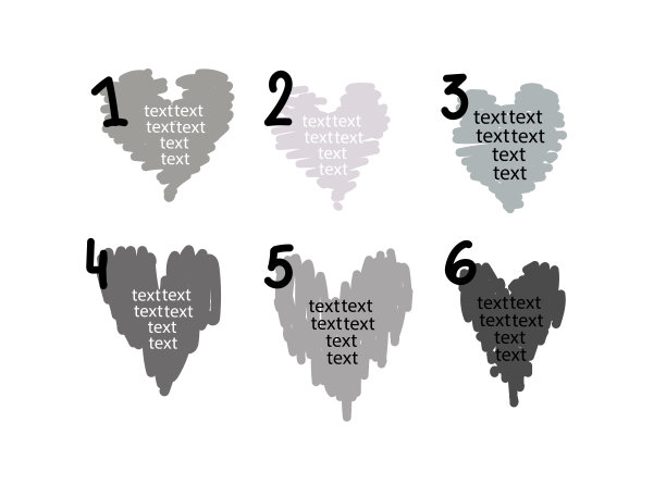 涂垃圾矢量形状。收集心脏图标手绘矢量文本框。空图表设计模板。图片下载