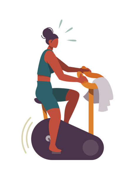使用室内自行车的女孩。在家锻炼和积极的生活方式图片下载