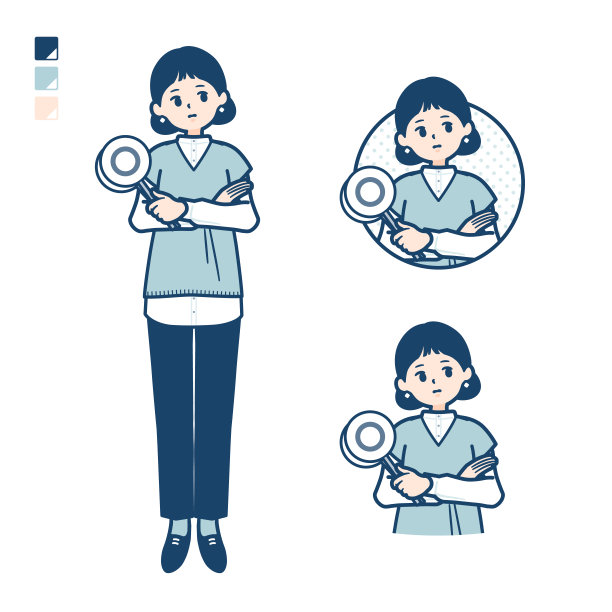 一个穿着针织背心的女人想想答案的图片图片下载