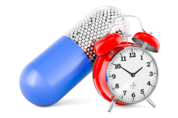 带闹钟的药物胶囊，3D渲染图片下载