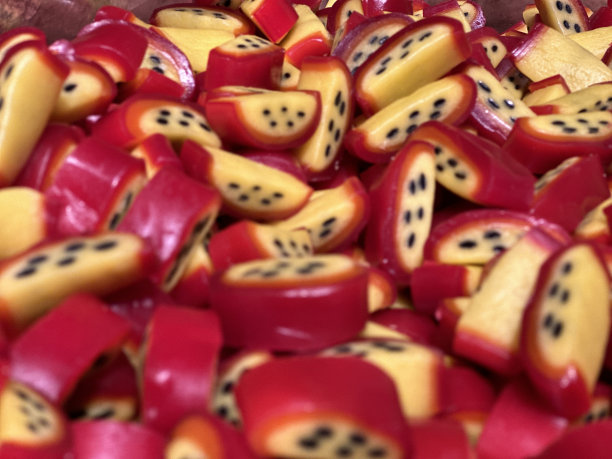 西瓜糖，红黄糖，果核，糖果店图片下载