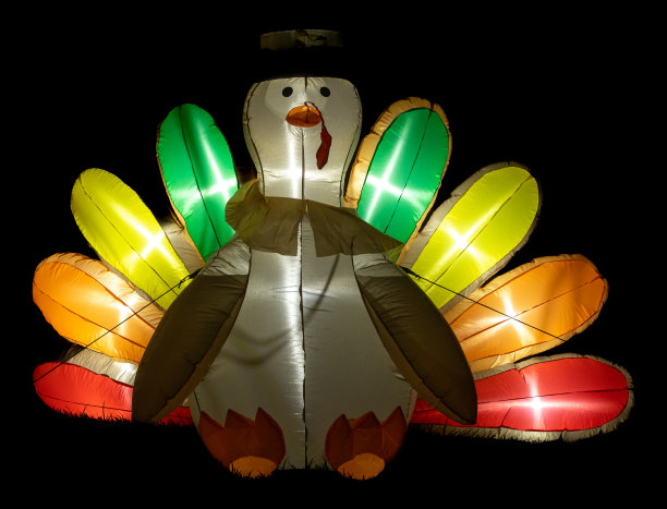 充气企鹅在黑暗中发光图片下载