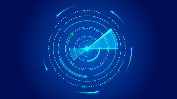 蓝色雷达扫描矢量图形抽象技术背景图片下载