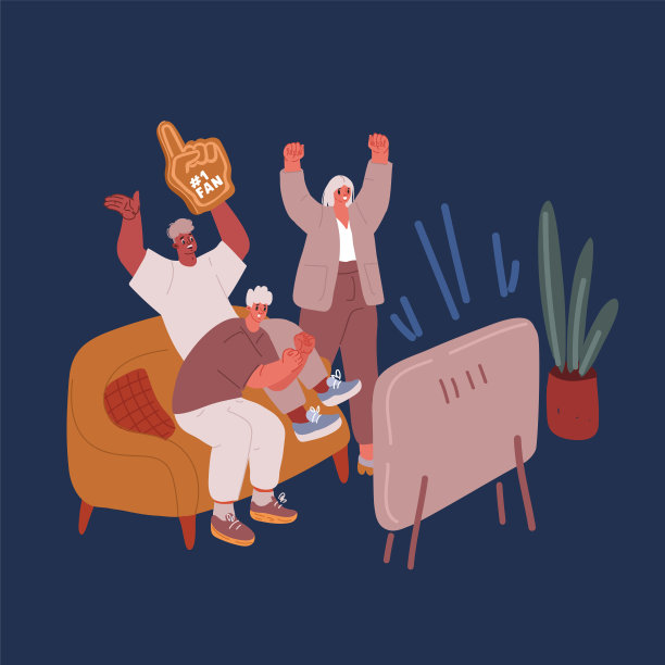 卡通矢量插画：幸福家庭在沙发上看电视，男人和女人一起放松图片下载