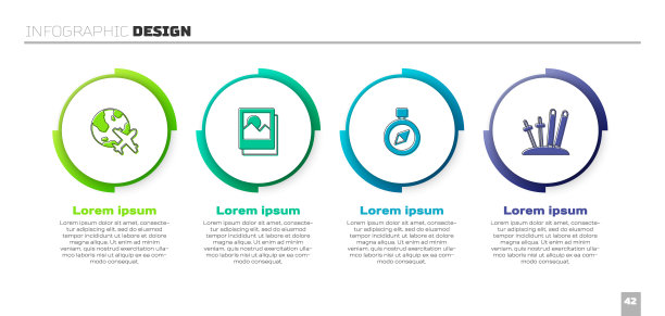 设置地球仪与飞行飞机，照片，指南针和滑雪和棍棒。业务信息图表模板。向量图片下载