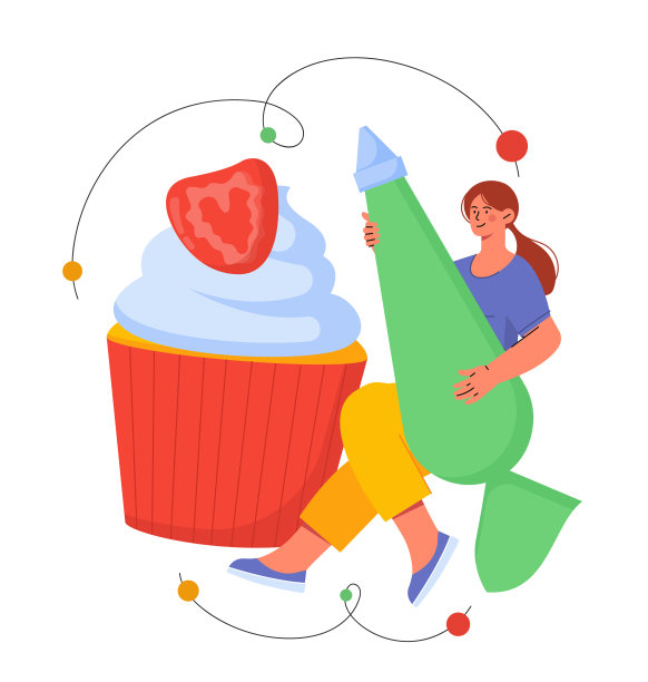 女人做纸杯蛋糕矢量概念图片下载