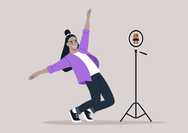 一个年轻的Z世代个体，穿着随意，带着一种压倒性的喜悦和满足感表演现代舞图片下载