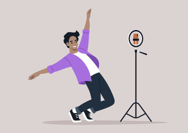 一个年轻的Z世代个体，穿着随意，带着一种压倒性的喜悦和满足感表演现代舞图片下载