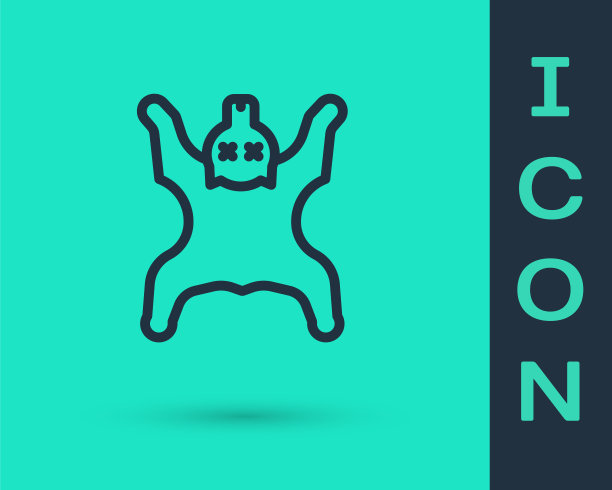 黑线熊皮肤图标隔离在绿色背景。向量图片下载