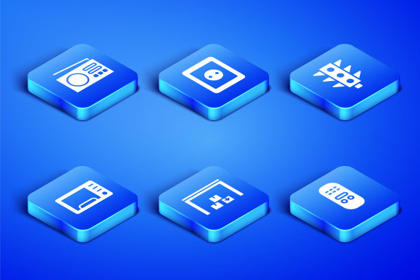 设置遥控器，收音机，仓库，微波炉，电源插座和交通灯图标。向量图片下载