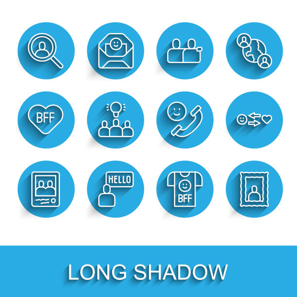 全家福，熟人，放大镜搜索，BFF最好的朋友永远，相框，项目团队基地，浪漫的关系和来电手机图标。向量图片下载