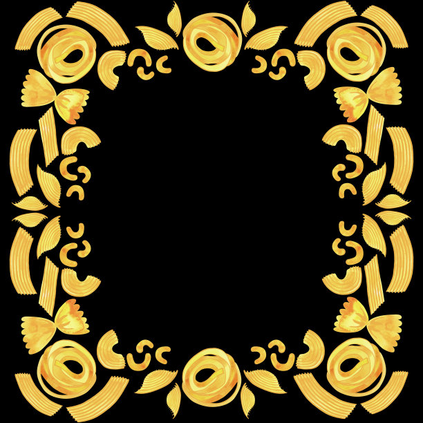 不同种类意大利面食的方形框架，用于设计菜单、证书和小册子，以及为咖啡馆做广告。孤立的水彩插图。剪纸艺术。图片下载