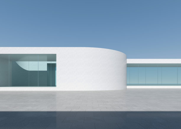 空旷的广场前的现代建筑图片下载