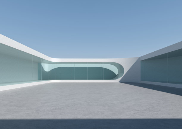 空旷的广场前的现代建筑图片下载