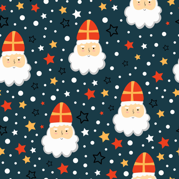 圣尼古拉斯或圣诞老人可爱的涂鸦肖像。矢量插图的圣尼克头与帽子隔离在白色背景。儿童圣诞人物老人主教图片下载